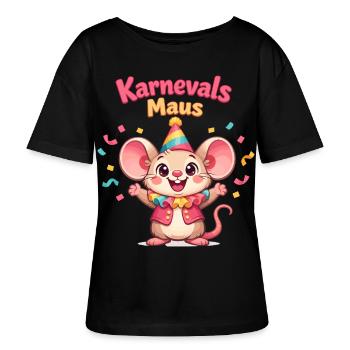 Karnevalsmaus Kölsche Mädsche – Kölle Alaaf - Stanley/Stella Relaxed Rundhals Frauen Bio-T-Shirt SERENA - Schwarz - Vorne - Anna (173cm)