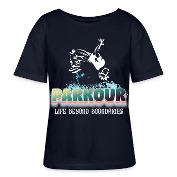 La vie de parkour au-delà des frontières - T-shirt bio à col rond SERENA Stanley/Stella Femme - marine - Devant - Anna (173cm)