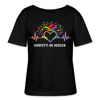 karneval konfetti im herzen EKG - Stanley/Stella Relaxed Rundhals Frauen Bio-T-Shirt SERENA - Schwarz - Vorne - Anna (173cm)