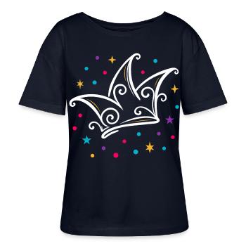 Casquette de fou de carnaval moderne avec étoiles et confettis - T-shirt bio à col rond SERENA Stanley/Stella Femme - marine - Devant - Anna (173cm)