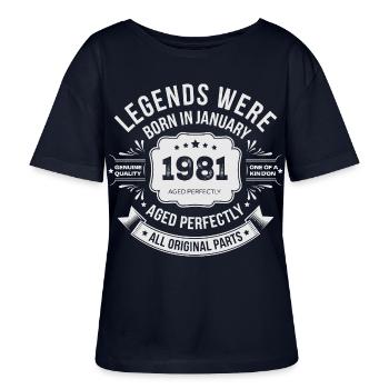 Vintage 1981 Jubiläum 1981 Limited Edition - Stanley/Stella Relaxed Rundhals Frauen Bio-T-Shirt SERENA - Navy - Vorne - Anna (173cm)