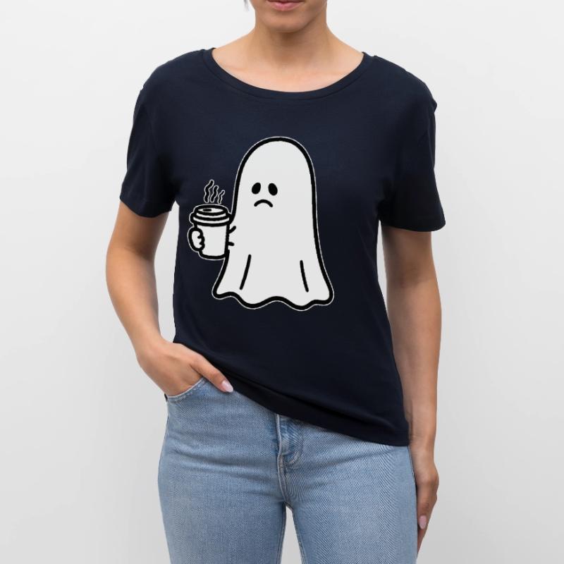 Geist Kaffee Halloween Süßes oder Saures Stanley/Stella Relaxed Rundhals Frauen Bio-T-Shirt SERENA