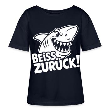 Beiß Zurück Hai Cartoon - Stanley/Stella Relaxed Rundhals Frauen Bio-T-Shirt SERENA - Navy - Vorne - Anna (173cm)