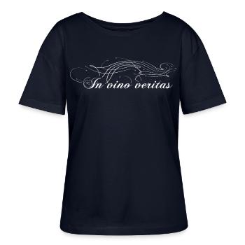 In vino veritas Pliny In wine lies the truth - Stanley/Stella SERENA Relaxed Women’s Organic Round Neck T-shirt - navy - Front - Anna (173cm)