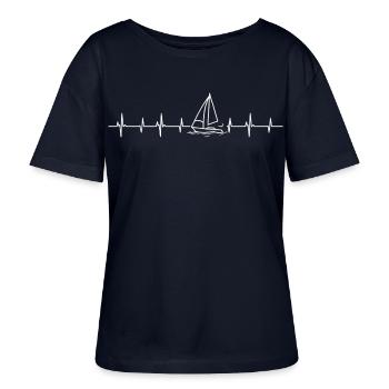Voilier Heartbeat - T-shirt bio à col rond SERENA Stanley/Stella Femme - marine - Devant - Anna (173cm)