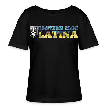 Ostblock Latina Ukrainerin Ukraine Geschenk - Stanley/Stella Relaxed Rundhals Frauen Bio-T-Shirt SERENA - Schwarz - Vorne - Anna (173cm)