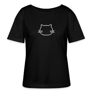 Katzenkopf - Stanley/Stella Relaxed Rundhals Frauen Bio-T-Shirt SERENA - Schwarz - Vorne - Anna (173cm)