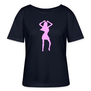 Female pink party girl - Stanley/Stella SERENA Relaxed Women’s Organic Round Neck T-shirt - navy - Front - Anna (173cm)