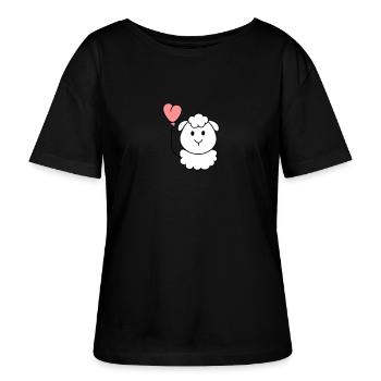 Schäfchen mit Herzballon - Stanley/Stella Relaxed Rundhals Frauen Bio-T-Shirt SERENA - Schwarz - Vorne - Anna (173cm)