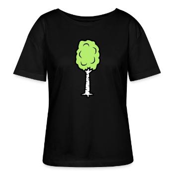 Comic Birke Bäumchen - Stanley/Stella Relaxed Rundhals Frauen Bio-T-Shirt SERENA - Schwarz - Vorne - Anna (173cm)