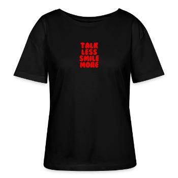 Parlez moins, souriez, plus de rouge - T-shirt bio à col rond SERENA Stanley/Stella Femme - noir - Devant - Anna (173cm)