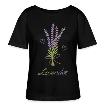 Liebe und Lavendel – Lovender - Stanley/Stella Relaxed Rundhals Frauen Bio-T-Shirt SERENA - Schwarz - Vorne - Anna (173cm)