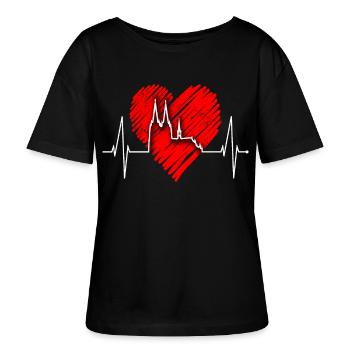 Köln Skyline Herzschlag Herz Liebe Kölsch Kölner - Stanley/Stella Relaxed Rundhals Frauen Bio-T-Shirt SERENA - Schwarz - Vorne - Anna (173cm)