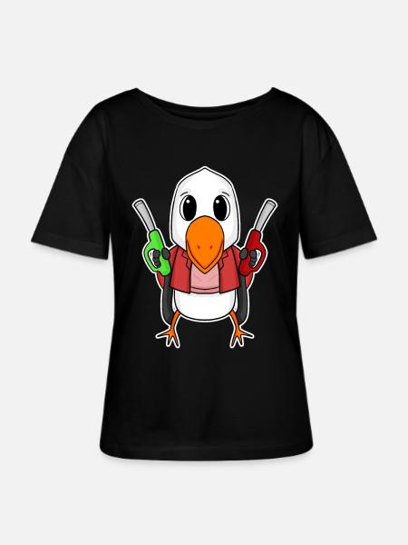 Tankwart Möwe Tankstelle - Stanley/Stella Relaxed Rundhals Frauen Bio-T-Shirt SERENA - Schwarz
