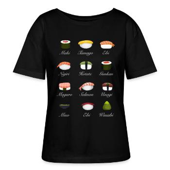 sushi kit übersicht Speisekarte japan manga essen - Stanley/Stella Relaxed Rundhals Frauen Bio-T-Shirt SERENA - Schwarz - Vorne - Anna (173cm)