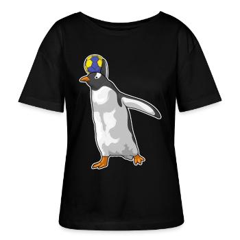 Pinguin Handballspieler Handball - Stanley/Stella Relaxed Rundhals Frauen Bio-T-Shirt SERENA - Schwarz - Vorne - Anna (173cm)