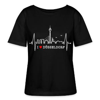 Düsseldorf Skyline Herzschlag Liebe Düsseldorfer - Stanley/Stella Relaxed Rundhals Frauen Bio-T-Shirt SERENA - Schwarz - Vorne - Anna (173cm)