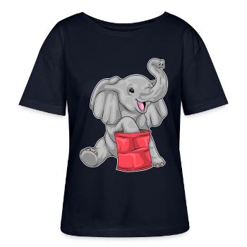 Chips d’éléphant - T-shirt bio à col rond SERENA Stanley/Stella Femme - marine - Devant - Anna (173cm)