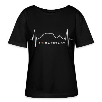 Kapstadt Skyline Herzschlag Südafrika Tafelberg - Stanley/Stella Relaxed Rundhals Frauen Bio-T-Shirt SERENA - Schwarz - Vorne - Anna (173cm)
