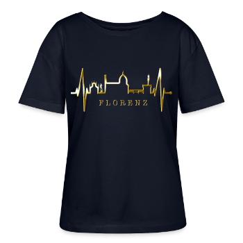 Florence Skyline Italy Heartbeat I Love Firenze - Stanley/Stella SERENA Relaxed Women’s Organic Round Neck T-shirt - navy - Front - Anna (173cm)