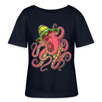 Sombrero pieuvre - T-shirt bio à col rond SERENA Stanley/Stella Femme - marine - Devant - Anna (173cm)