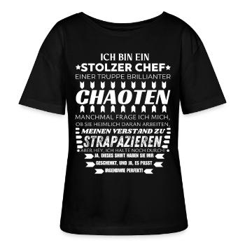 ICH BIN EIN STOLZER CHEF BRILLIANTER CHAOTEN TEAM - Stanley/Stella Relaxed Rundhals Frauen Bio-T-Shirt SERENA - Schwarz - Vorne - Anna (173cm)