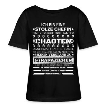 EINE STOLZE CHEFIN BRILLIANTER CHAOTEN - Stanley/Stella Relaxed Rundhals Frauen Bio-T-Shirt SERENA - Schwarz - Vorne - Anna (173cm)