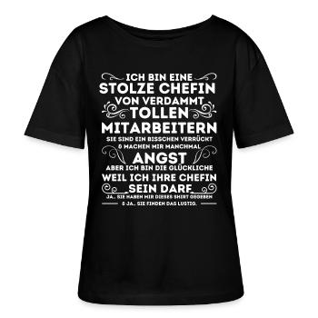 STOLZE CHEFIN VON VERDAMMT TOLLEN MITARBEITERN - Stanley/Stella Relaxed Rundhals Frauen Bio-T-Shirt SERENA - Schwarz - Vorne - Anna (173cm)