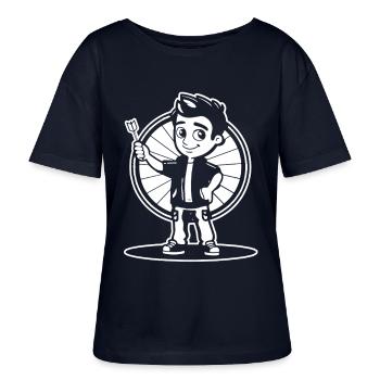 Kleiner Dartspieler Comic Look - Stanley/Stella Relaxed Rundhals Frauen Bio-T-Shirt SERENA - Navy - Vorne - Anna (173cm)