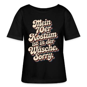 70er Jahre Kostüm Ist In Der Wäsche 70s Party 70er - Stanley/Stella Relaxed Rundhals Frauen Bio-T-Shirt SERENA - Schwarz - Vorne - Anna (173cm)