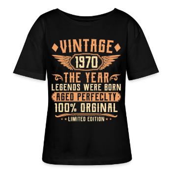 55. Geburtstag Vintage - Jahrgang 1970 - Stanley/Stella Relaxed Rundhals Frauen Bio-T-Shirt SERENA - Schwarz - Vorne - Anna (173cm)