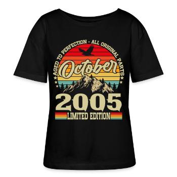 Octobre 2005 Vintage Rétro Anniversaire - T-shirt bio à col rond SERENA Stanley/Stella Femme - noir - Devant - Anna (173cm)