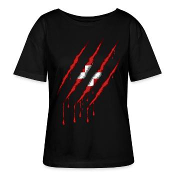 Danemark griffe grunge dannebrog drapeau scratch - T-shirt bio à col rond SERENA Stanley/Stella Femme - noir - Devant - Anna (173cm)