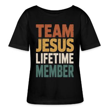 Team Jesus Lifetime Member - Stanley/Stella SERENA Relaxed Women’s Organic Round Neck T-shirt - black - Front - Anna (173cm)