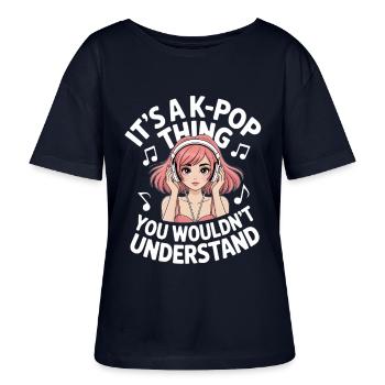 K-Pop Chose Drôle Corée Musique Anime - T-shirt bio à col rond SERENA Stanley/Stella Femme - marine - Devant - Anna (173cm)