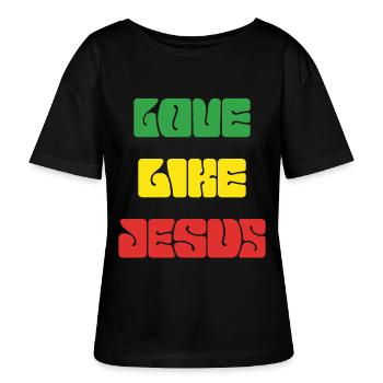 Love Life Jesus Popart - Stanley/Stella Relaxed Rundhals Frauen Bio-T-Shirt SERENA - Schwarz - Vorne - Anna (173cm)
