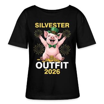 Silvester Outfit 2026 - Stanley/Stella Relaxed Rundhals Frauen Bio-T-Shirt SERENA - Schwarz - Vorne - Anna (173cm)