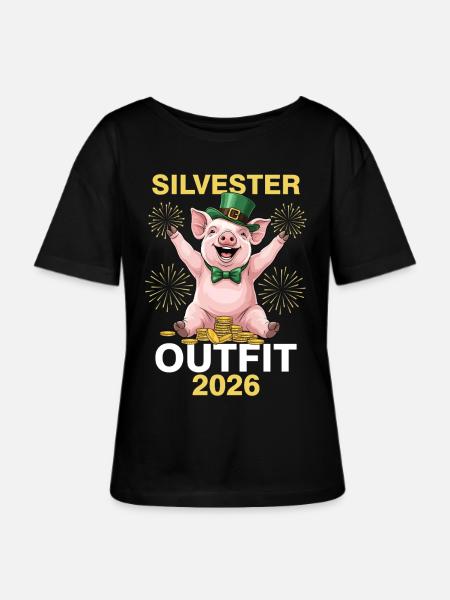 Silvester Outfit 2026 - Stanley/Stella Relaxed Rundhals Frauen Bio-T-Shirt SERENA - Schwarz