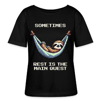 Manchmal ist Ausruhen die Hauptquest | Balance - Stanley/Stella Relaxed Rundhals Frauen Bio-T-Shirt SERENA - Schwarz - Vorne - Anna (173cm)