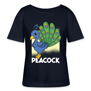 Peacock Cartoon - Stanley/Stella SERENA Relaxed Women’s Organic Round Neck T-shirt - navy - Front - Anna (173cm)