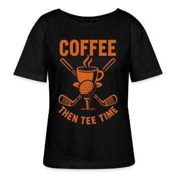 Café puis Tee Time Golf Humour Design - T-shirt bio à col rond SERENA Stanley/Stella Femme - noir - Devant - Anna (173cm)