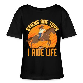 Anti Hobby Horsing - Stanley/Stella Relaxed Rundhals Frauen Bio-T-Shirt SERENA - Schwarz - Vorne - Anna (173cm)