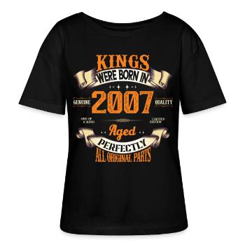 kings born in 2007 - T-shirt bio à col rond SERENA Stanley/Stella Femme - noir - Devant - Anna (173cm)