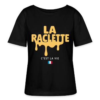 La Raclette C’est La Vie | Humour Fromage & Hiver - T-shirt bio à col rond SERENA Stanley/Stella Femme - noir - Devant - Anna (173cm)