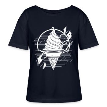 Softeis Zeichnung - Stanley/Stella Relaxed Rundhals Frauen Bio-T-Shirt SERENA - Navy - Vorne - Anna (173cm)