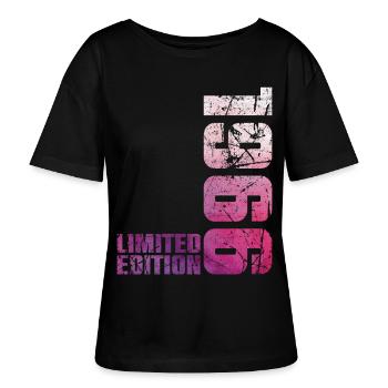 60. Geburtstag Mann Frau 60 Jahre 1966 Geschenk - Stanley/Stella Relaxed Rundhals Frauen Bio-T-Shirt SERENA - Schwarz - Vorne - Anna (173cm)