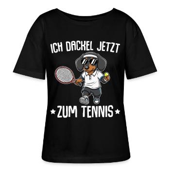 Tennisspieler Ich dackel jetzt zum Tennis - Stanley/Stella Relaxed Rundhals Frauen Bio-T-Shirt SERENA - Schwarz - Vorne - Anna (173cm)