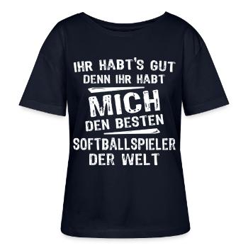 Softballspieler - Stanley/Stella Relaxed Rundhals Frauen Bio-T-Shirt SERENA - Navy - Vorne - Anna (173cm)