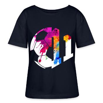 NO. 11 FOOTBALLER NUMBER 11 FOOTBALL 11TH BIRTHDAY - Stanley/Stella SERENA Relaxed Women’s Organic Round Neck T-shirt - navy - Front - Anna (173cm)