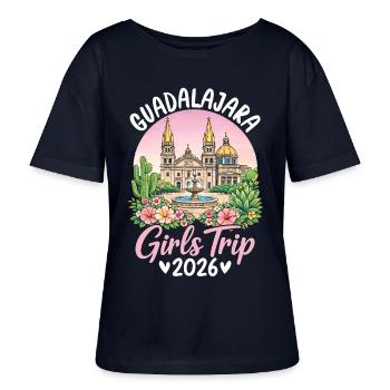 Guadalajara Girls Trip 2026 - Stanley/Stella Relaxed Rundhals Frauen Bio-T-Shirt SERENA - Navy - Vorne - Anna (173cm)